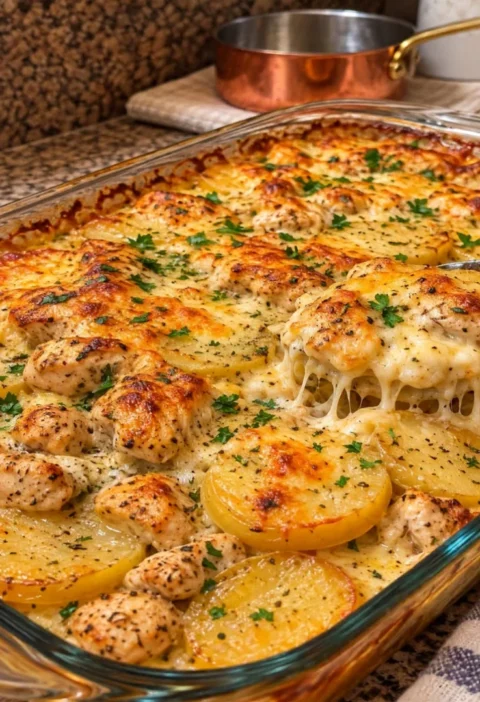 Creamy Cheesy Potato Chicken Bake