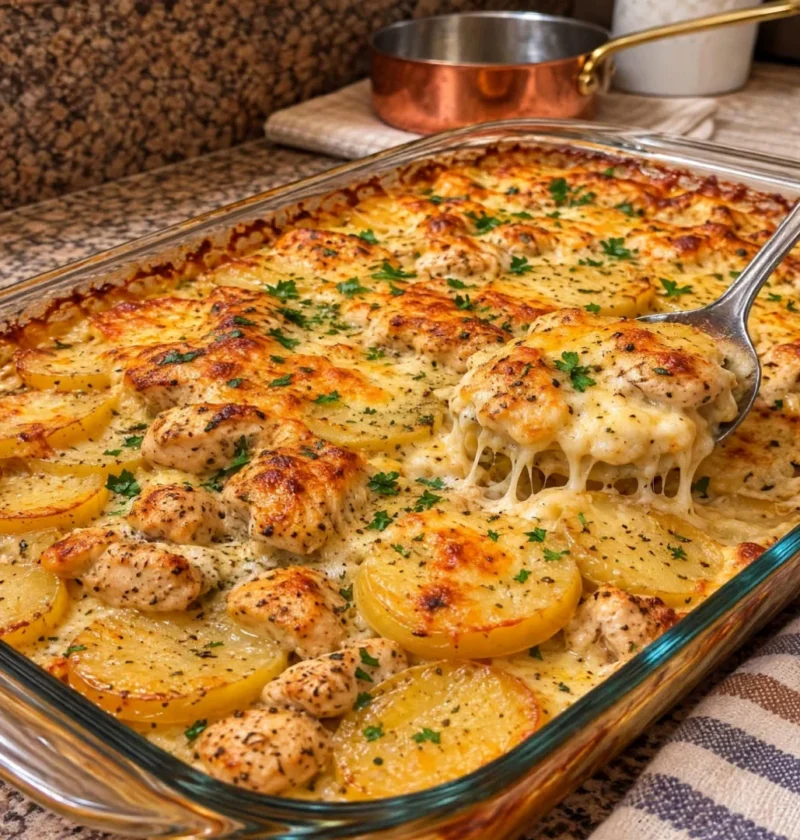 Creamy Cheesy Potato Chicken Bake