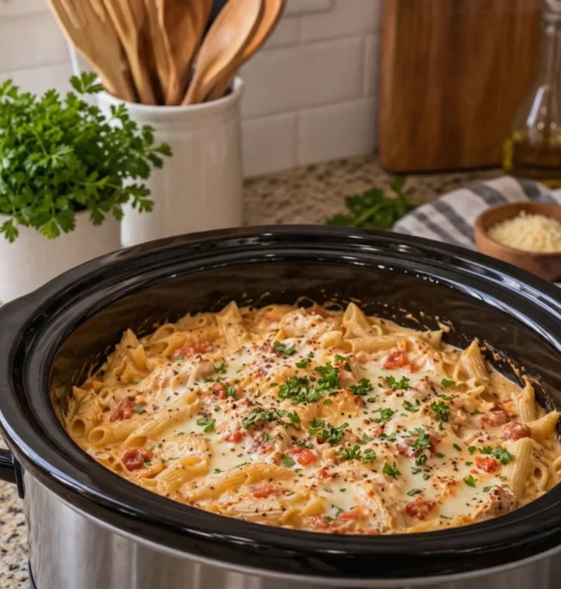 Creamy chicken pasta in the Crockpot