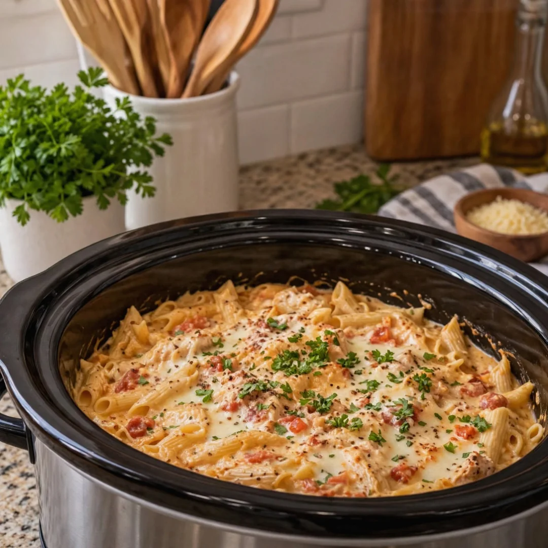 Creamy Chicken Pasta in the Crockpot