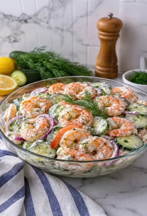 creamy shrimp cucumber dill salad