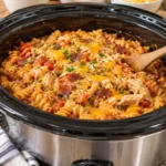 Creamy Cheesy Crockpot Chicken Rotini Pasta is Irresistible!