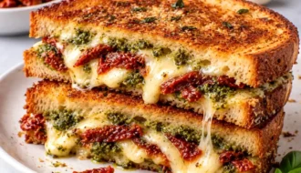 Easy Sun-Dried Tomato Garlic Pesto Grilled Cheese Sandwich