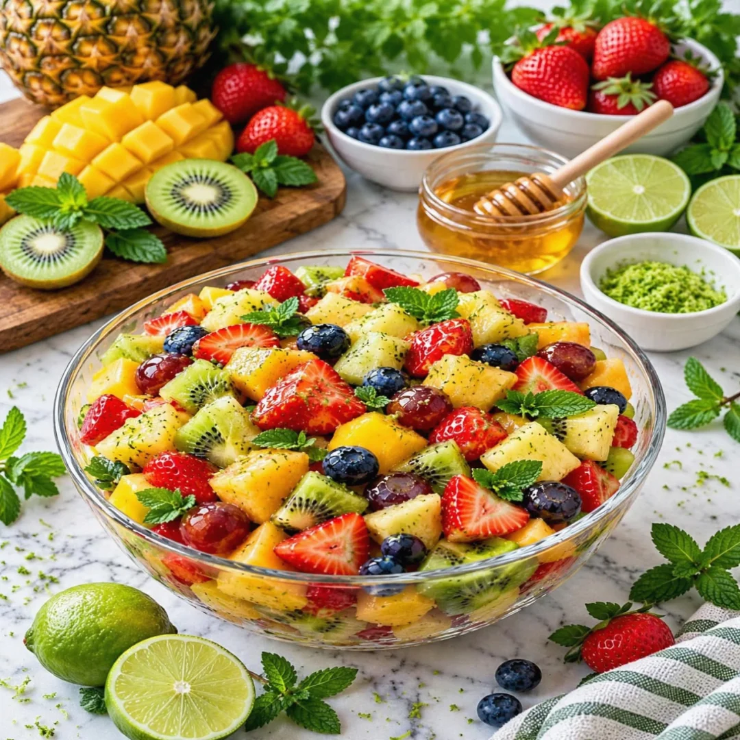 Rainbow Honey Lime Fruit Salad