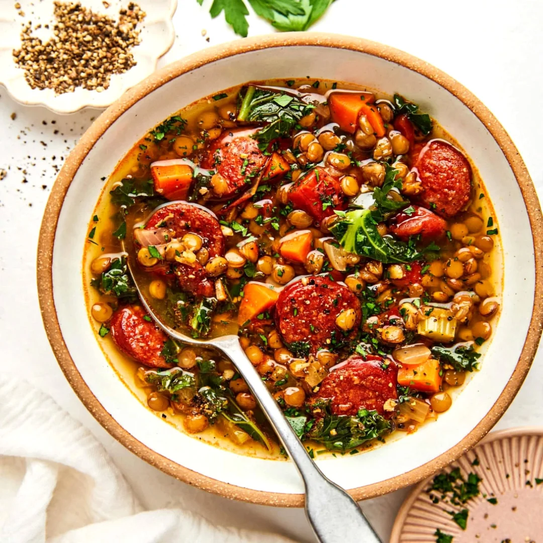 Smoky Andouille Lentil Soup